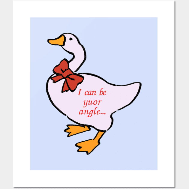 i can be yuor angle...or yuor devil white goose with dandy red ribbon Wall Art by mudwizard